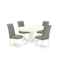 thumbnail image 2 of East West Furniture Avon 5-piece Wood Dining Set in Linen White/Smoke, 2 of 6