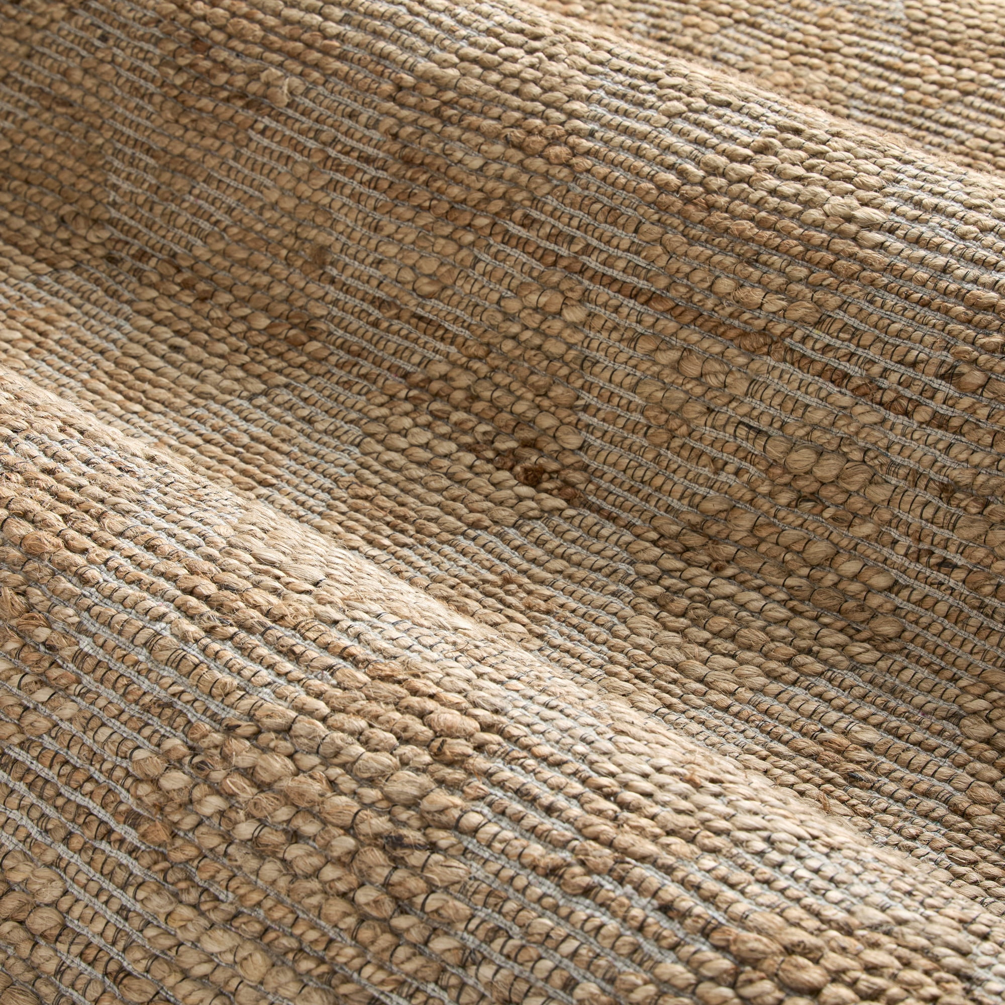 TOWN & COUNTRY TERRA Sol Interwoven Diamond Hand-Knotted Flatwoven 100% Natural Jute Round Area Rug, Natural/Black, 5" Round
