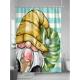 thumbnail image 5 of Tropical Summer Gnome Shower Curtain, Palm Leaf Stripes Bathroom Decor Curtains Set with Hooks, Yellow Green Waterproof Fabric Home Accessories， 72X 96 Inch Extra Long, 5 of 6