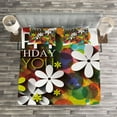 thumbnail image 3 of Ambesonne Flower Quilted Bedspread Set 3 Pcs, Daisies Dots Best Wish, Queen Size, Multicolor, 3 of 3