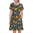 thumbnail image 1 of Vsdgher Citrouille pour Femmes Été 2025 Robes Midi Décontractées Légères Manches Courtes Col Rond Robe de Plage, 1 of 6