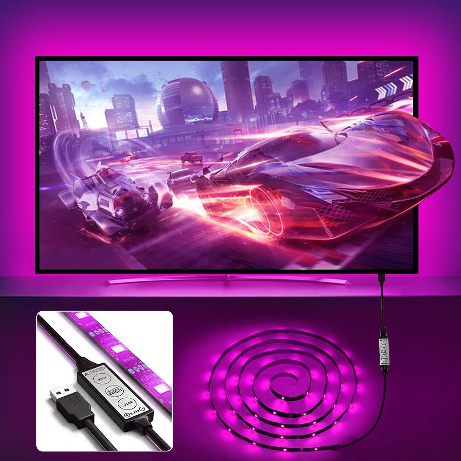 EEEkit RGB 5050 Light Strip 3.28ft 60LED Waterproof TV PC Monitor