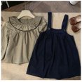 thumbnail image 3 of Preppy style Girls' Strap Dress Set Girls' Lotus Leaf Collar Plaid Long Sleeve Shirt Dress 2Pcs Set Spring Children's Clothes, 3 of 6