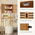 thumbnail image 2 of Kinfant Over The Toilet Storage Cabinet - with Adjustable Shelf and 6 Hooks Space Saver Double Door Organizer, Natural, 2 of 7