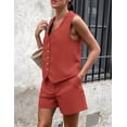 thumbnail image 4 of Conjunto de Mujer de 2 Piezas PRETTYGARDEN Chaleco sin Mangas y Shorts Rojo Óxido XXL, 4 of 7