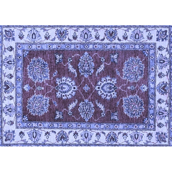 Ahgly Company Machine Washable Indoor Rectangle Oriental Blue Traditional Area Rugs, 5' x 8'