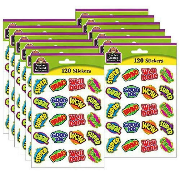 Teacher Created Resources Positive Words Stickers, 120 Per Pack, 12 Packs