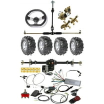 Rear Differential Axle Kit 48V 1000W Electric Motor Controller Battery Hydraulic Brake 18x9.50-8 Wheels Tires DIY Parts For Go Kart Golf Cart ATV Quad Buggy Trike Tricycle 4 Wheeler (34" Axle)