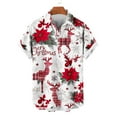 thumbnail image 4 of SERTG Men's Christmas Print Short Sleeve Shirt Lapel Collar Button Front Resort Casual Hawaiian Shirt Men Christmas Gifts Tops(Wine,5XL), 4 of 6