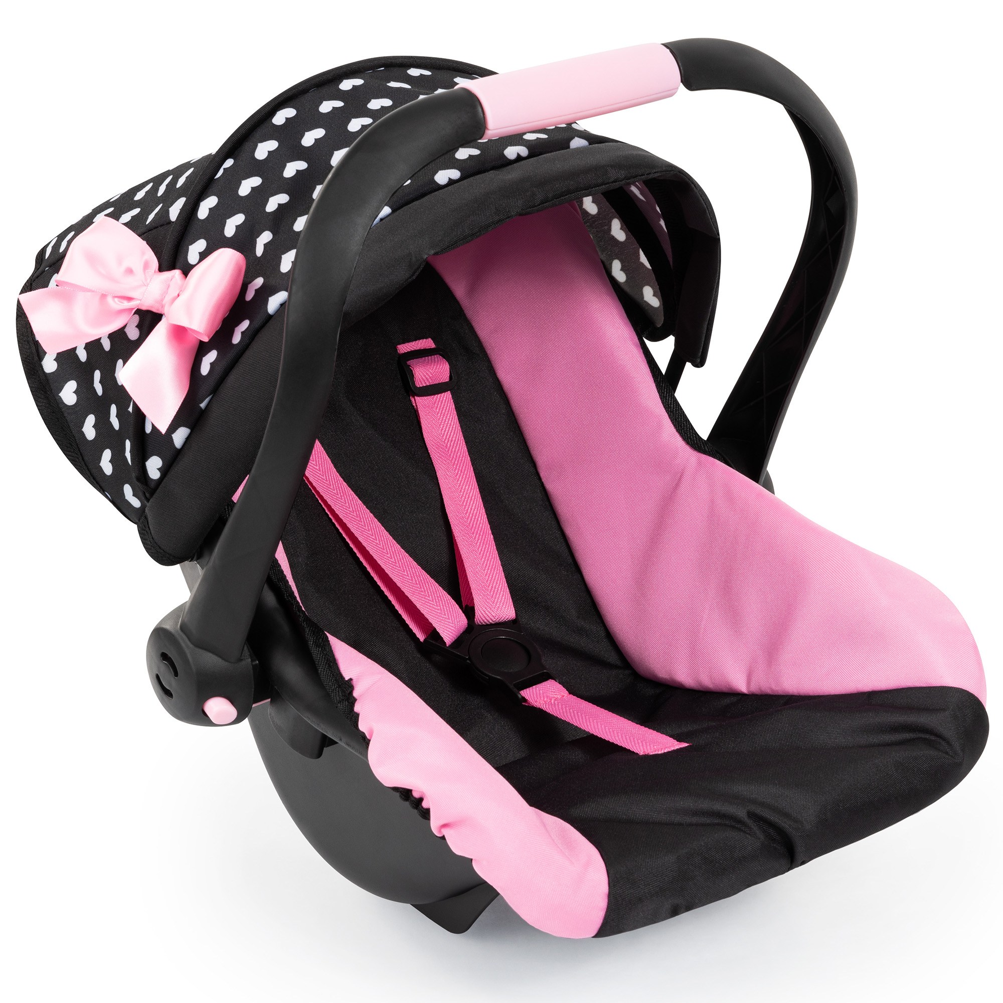 Bayer Design Deluxe Doll Car Seat, Hearts Black & Pink photo 1