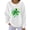 D#White, variant on Saint Patricks Day Outfit Women Ribbed Long Sleeve Tops Green Irish Shamrock Print Sweatshirt Drop Shoulder Casual Pullover