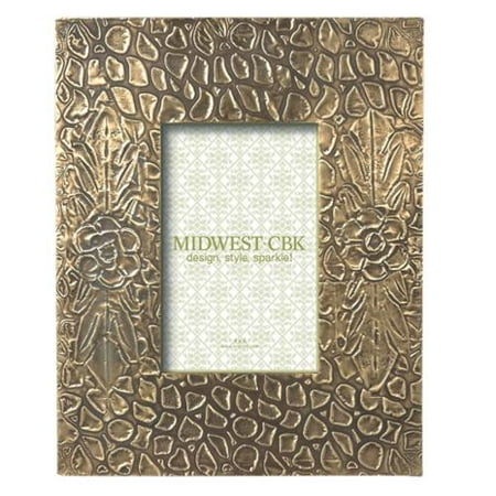Pack of 2 Antique-Style Gold Animal Print Stamped 4 x 6 Photo Picture Frame 10"