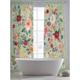 thumbnail image 5 of Sage Green Floral Sheer Curtains 96 Inch Length 2 Panels Set, Spring Flowers Leaves Farmhouse Voile Window Treatment Semi Sheer Long Curtains Drapes for Bedroom/Living Room/Kitchen 52"x96"x2, 5 of 7