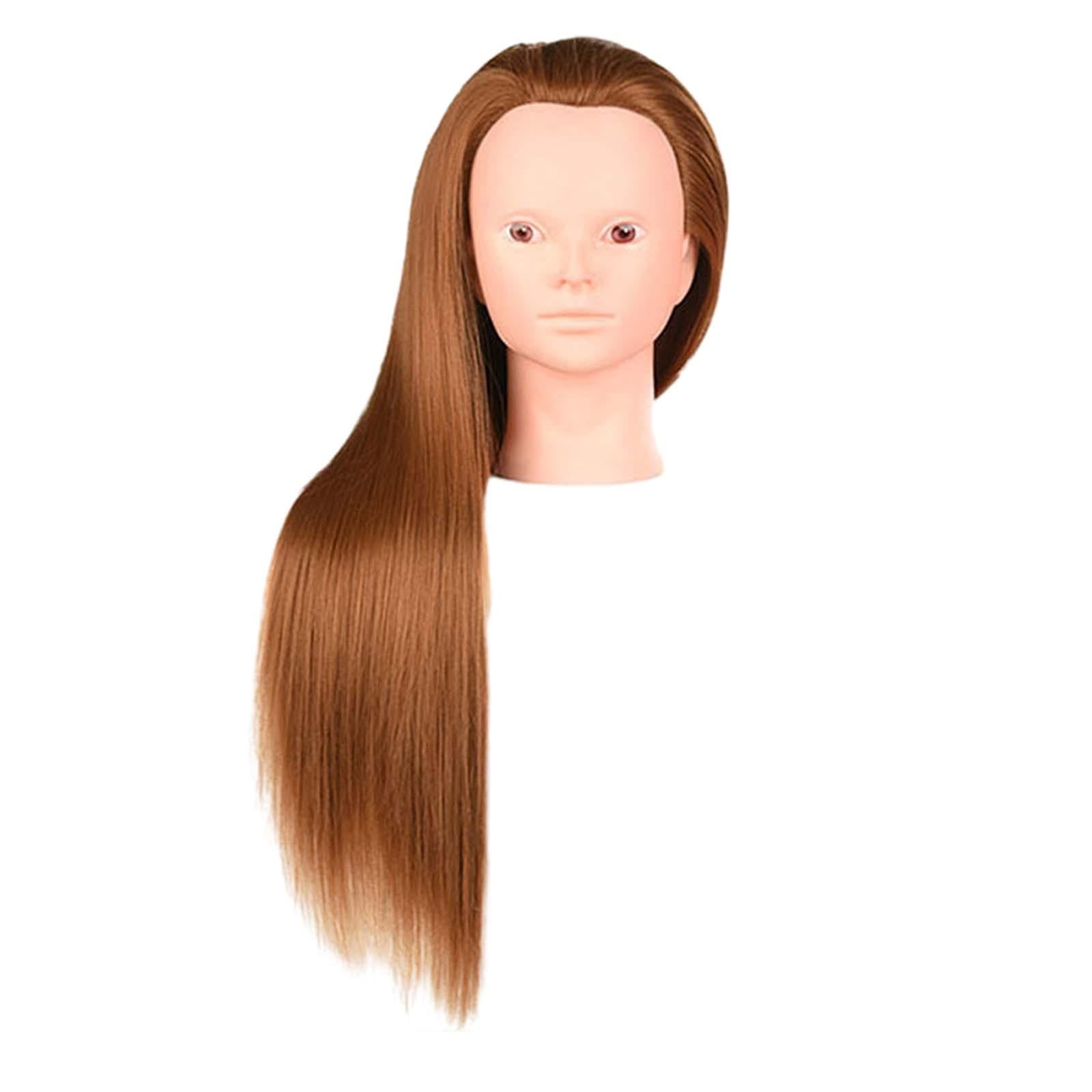 Hair Training Head Mannequin Head Hairstyling Multipurpose Long Hair Manikin Doll Head for Cutting DIY Cosmetology School Students Braid , Gold without Makeup