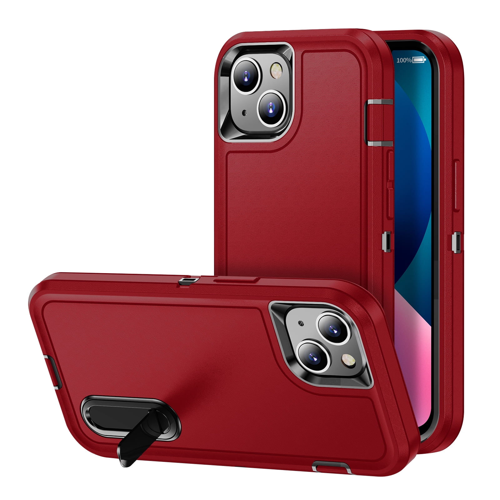 iPhone 13 mini Case with Builtin Metal Kickstand, Dteck 3Layer Full