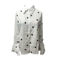 thumbnail image 3 of Womens Button Down Shirt Long Sleeve Dress Shirts Solid Work Blouse with Ruffle and Tie Detail White L, 3 of 3