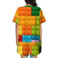 thumbnail image 4 of Womens Pajama Sets With Pocket, Colorful Building Blocks Lounge Sets Short Sleeve Sleepwear PJ Sets for Women, 4 of 6