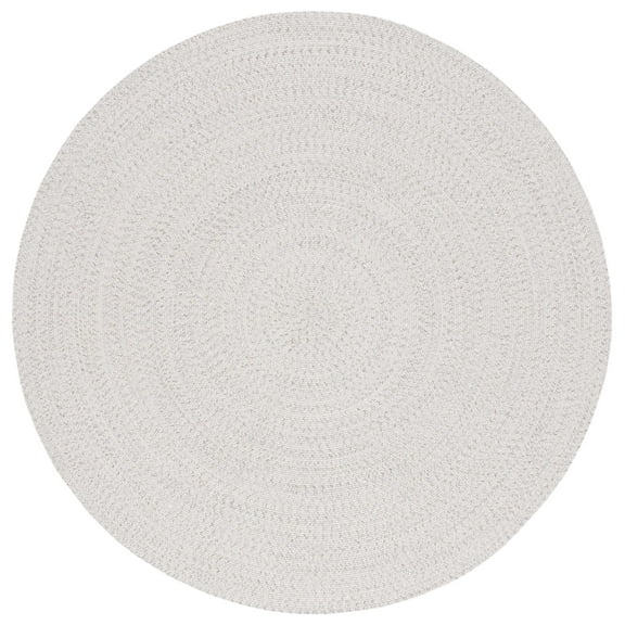 SAFAVIEH Braided Gino Distressed Machine Washable Reversible Area Rug, Ivory/Light Grey, 5' x 5' Round