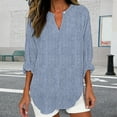 thumbnail image 2 of Uooqdmx Short Sleeve Tunic Tops for Women, Linen Tops for Women, Gauze Tops for Women, Tunic Tops for Women Loose Fit Dressy, Womens Tops Casual, Light Blue 3XL, 2 of 4