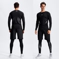 thumbnail image 6 of BOOMCOOL Men's Workout Set Gym Clothing Compression Leggings Shorts Athletic Shirt Long Sleeve Top for Running 5Pcs, 6 of 6