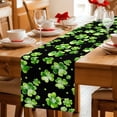 thumbnail image 5 of St. Patrick's Day Cotton Linen Table Runner for Dining Kitchen, Watercolor Green Shamrock Polka Dots Black Wedding Outdoor Party Tablerunners, Dresser Scarf Coffee Tablecloth Runners 13x70 Inches, 5 of 9