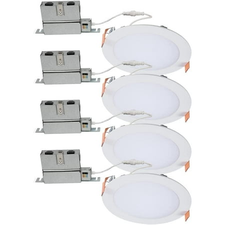 

JSTCL 6 inch Recessed LED Ceiling & Shower Disc Light – Canless Ultra Thin Downlight – White - 4 Pack