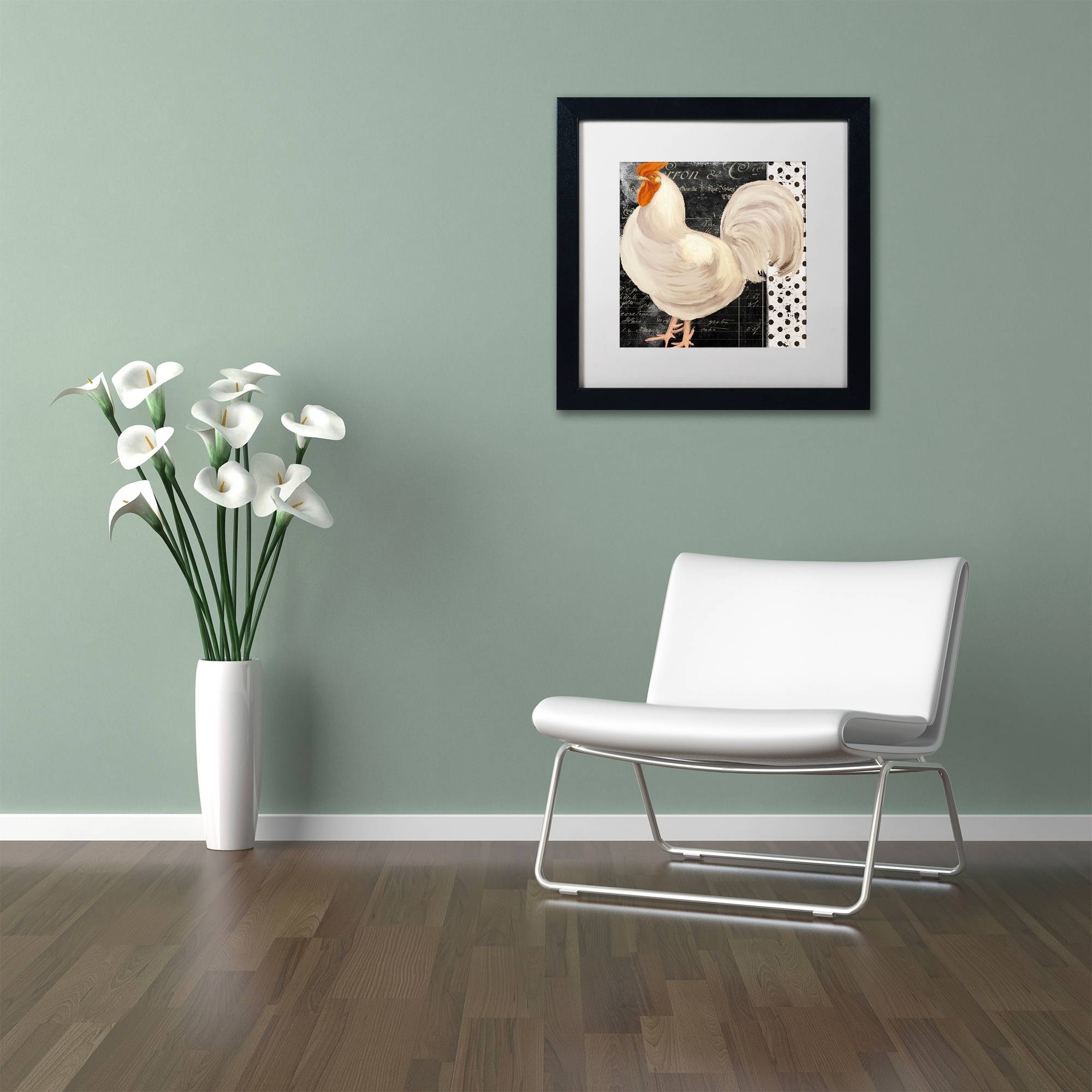 Trademark Fine Art "White Rooster Caf? II" Canvas Art by Color Bakery White Matte, Black Frame