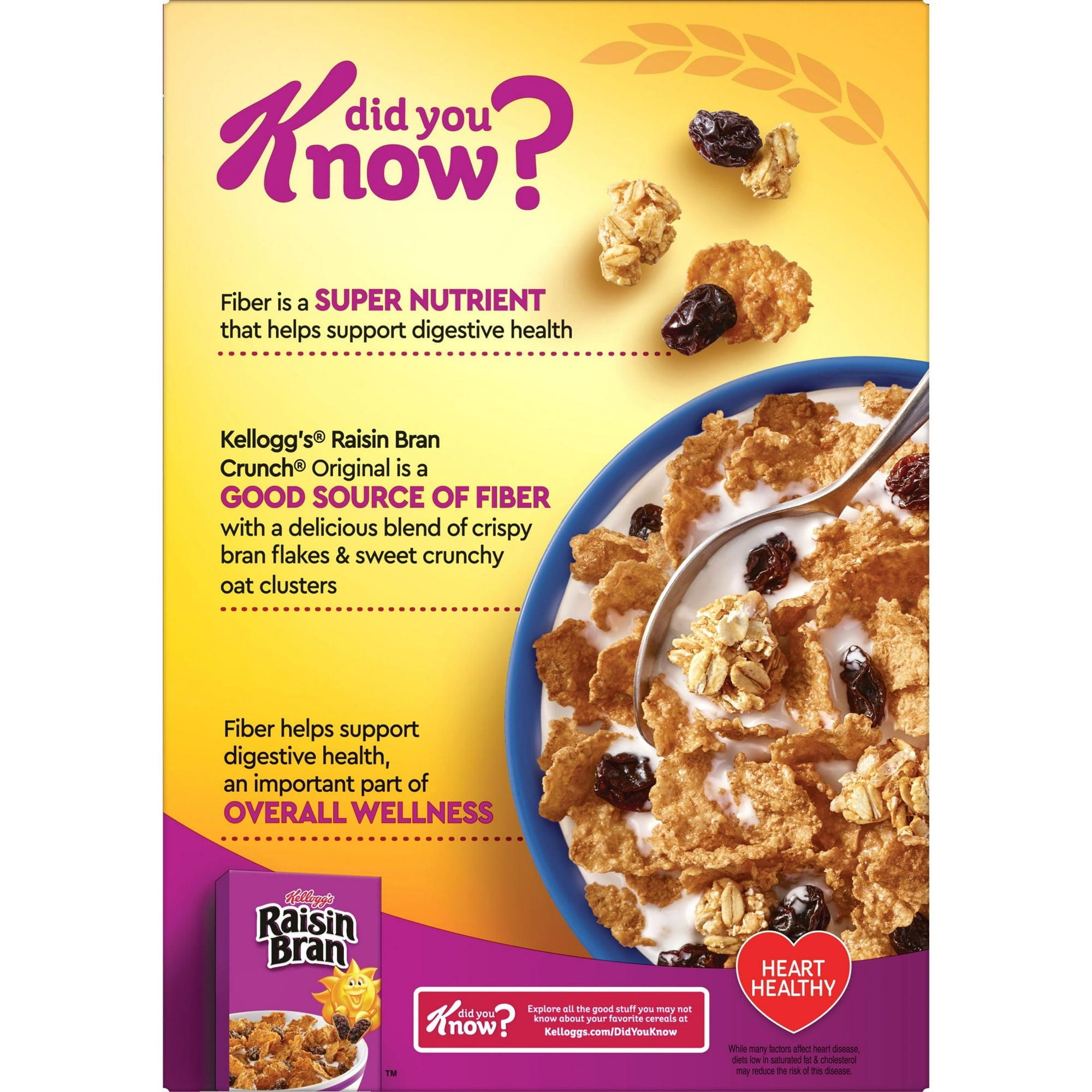 Kellogg's Raisin Bran Crunch Breakfast Cereal, Fiber Cereal, Family Breakfast, 15.4oz Box (1 Box) pack of 4