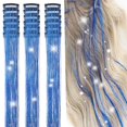 thumbnail image 1 of HLONK 18 Pcs Guirlande de Cheveux à Clipser Extensions de Cheveux 19.6 Pouces Kit de Guirlande de Cheveux à Clipser Résistant à la Chaleur Scintillant Féerique Accessoires pour Cheveux pour Enfants Filles Femmes (Argent), 1 of 7