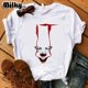 thumbnail image 4 of Camiseta personalizada de película de payaso de terror para mujer, ropa con estampado de Stephen King, Pennywise, Tops para mujer 2024, 4 of 5