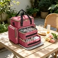 thumbnail image 6 of OCCOA Large Capacity Nail Polish Storage Bag Double Layer Nail Tech Organizer Case with Removable Dividers for Salon Home, Pink, 6 of 6