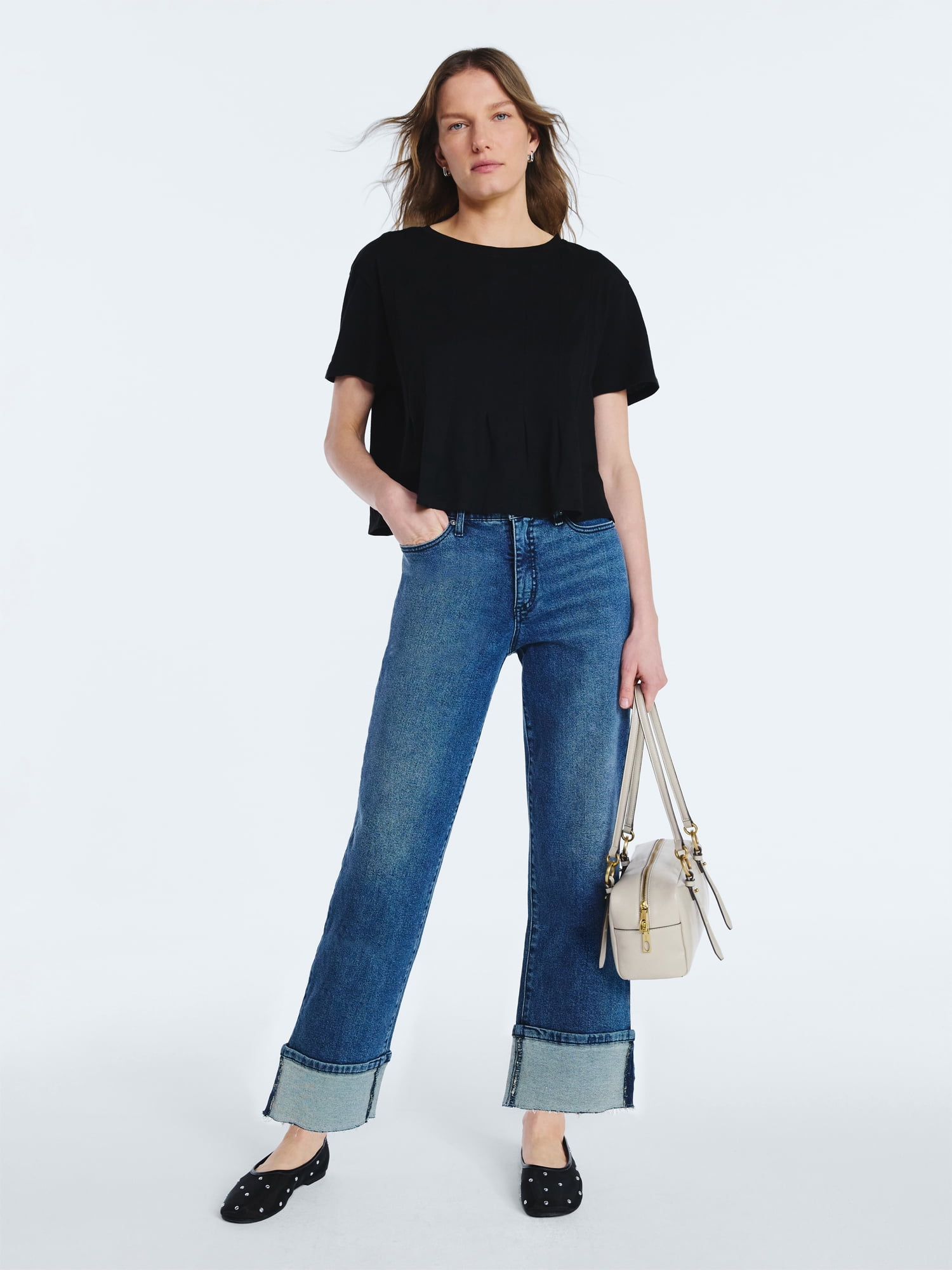 Scoop Women's and Women's Plus Benton Cuffed Ankle Jeans, 25", 27", and 29" Inseams, Sizes 0-26W