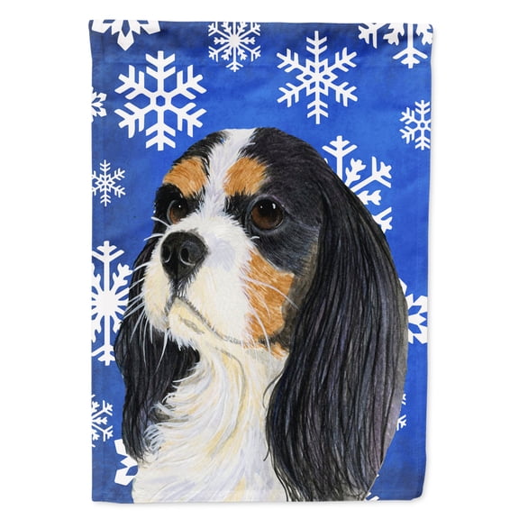 Carolines Treasures LH9279-FLAG-PARENT Cavalier Spaniel Winter Snowflakes Holiday Flag  multicolor