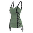 thumbnail image 7 of Women's Casual Summer Vest Solid Color Basic Eyelet Punk Style Strappy Vest New Women's Top-Army Green-XL, 7 of 7