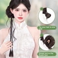 thumbnail image 5 of RUISINERY Double Braid Ponytail Hair Bun Synthetic Hair Extension Elastic Bun Loop For Women Natural Black Brown, 5 of 7