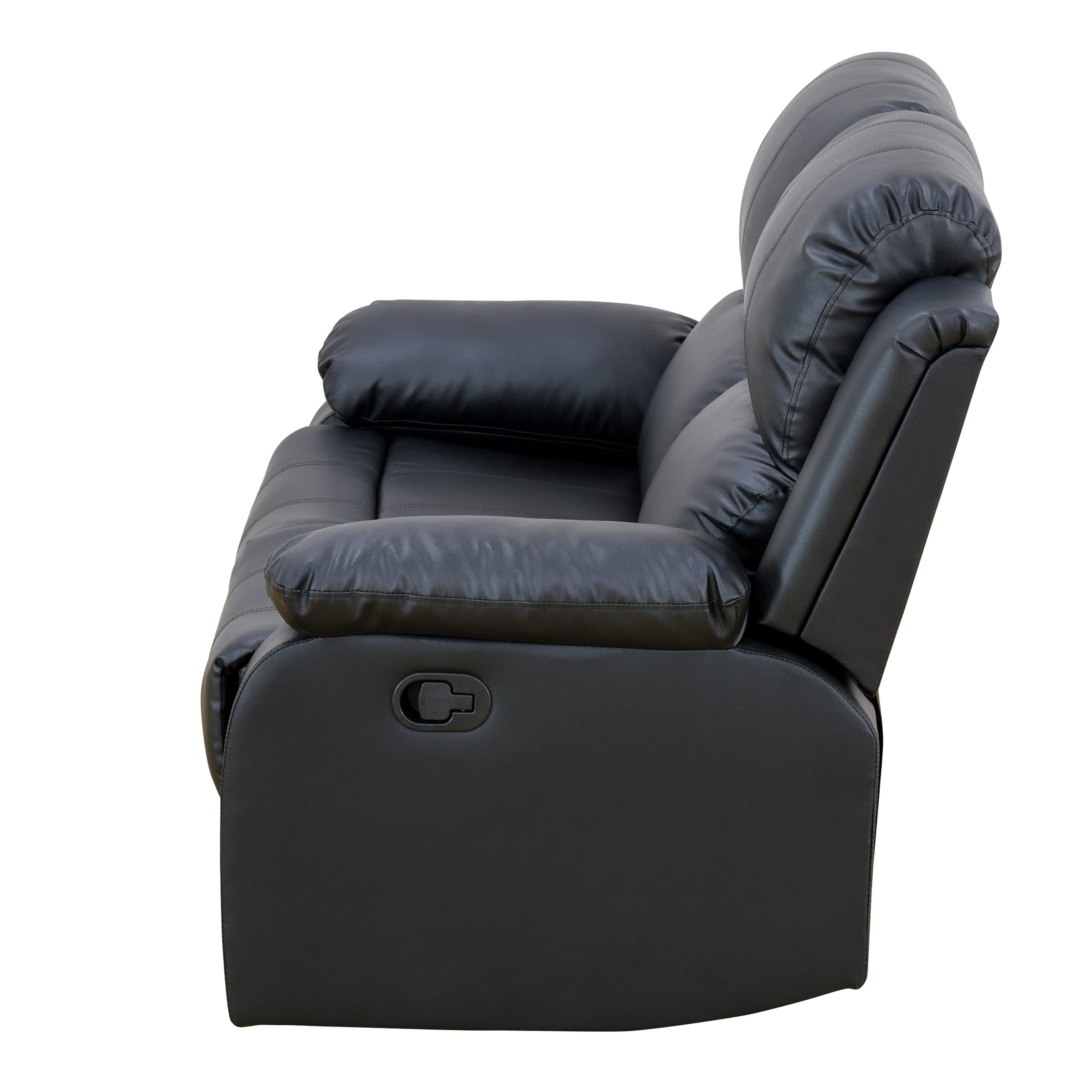 TrumanPick Manual Leather Recliner Chair,Overstuffed reclining Armchair Home Theater Sofa Recliner for Living Room, Black