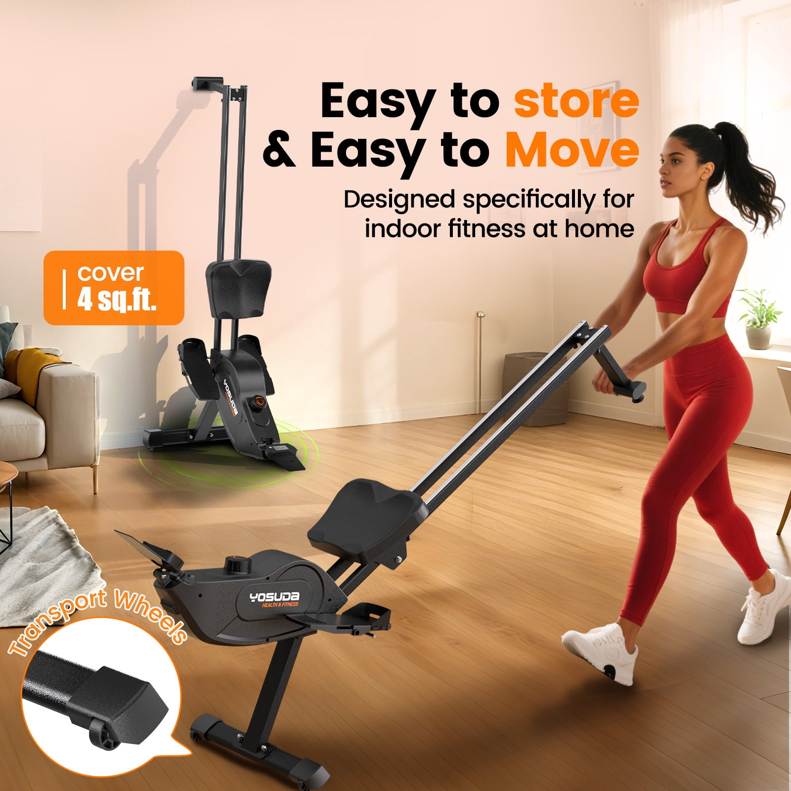 YOSUDA Magnetic Rowing Machine 350lbs Weight Capacity, Foldable Rower for Home Use with 16-Level Max 115lbs Adjustable Resistance and Bluetooth, Tablet Holder