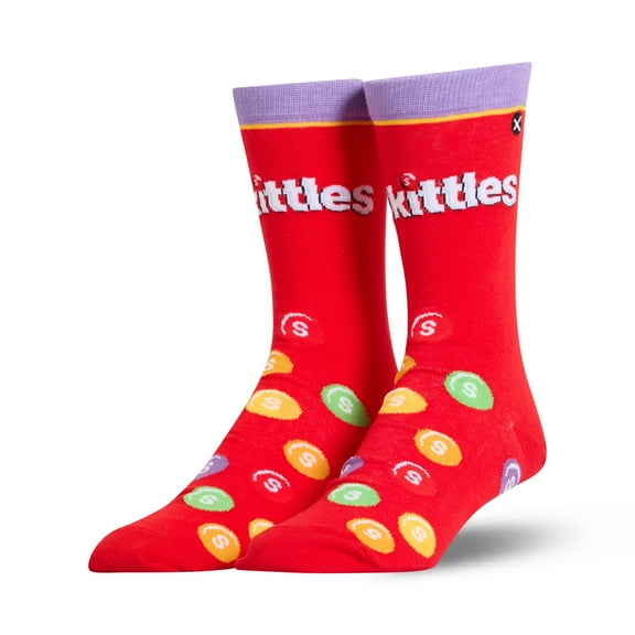 Cool Socks – Skittles Pile Crew Socks – Size Large for Men & Women – Rainbow Candy Graphic – Comfy