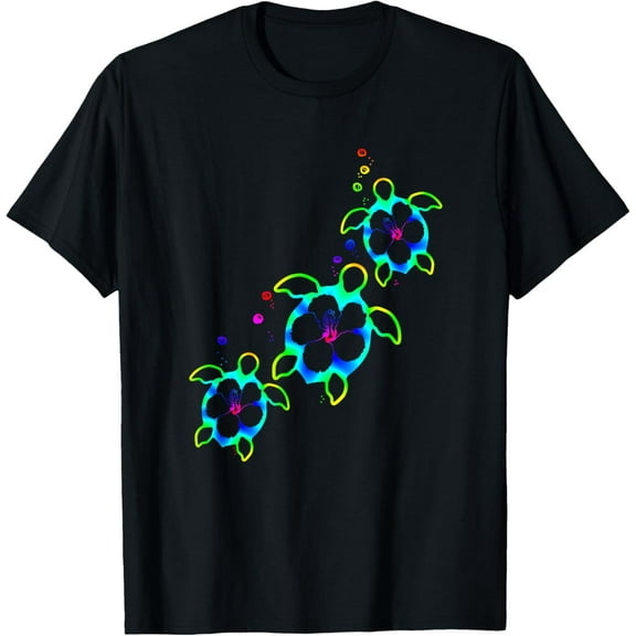 Tropical Colors Hawaiian Honu Sea Turtles T-Shirt