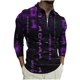 thumbnail image 1 of Hombres Sudaderas de Suéter Solapa Rayas Cremallera de Manga Corta Superior, Deportes Casual para el Uso Al Aire Libre, 1 of 5