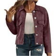 thumbnail image 2 of Maplenight Womens Cropped Jackets Casual Fall Winter Coats Button Down Vintage Trendy Shackets with Pockets, 2 of 6