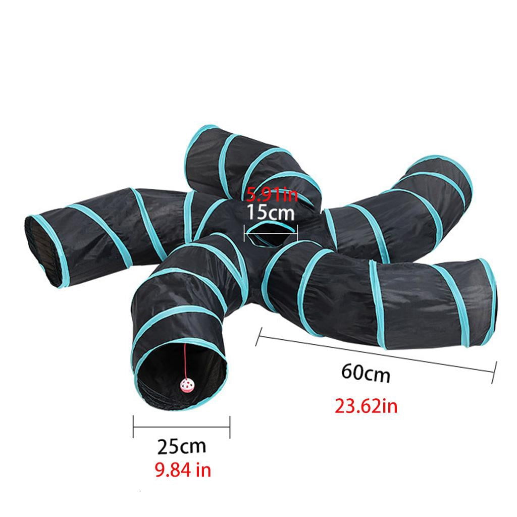 Collapsible Tunnel Tube Pet Toys 5-Way Cats for Play Tunnel Large Durable Hideaway for Ferret Rat Sugar Glider Rabbit