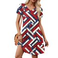 thumbnail image 2 of Women's Casual July 4th Dress – V-Neck Short Sleeve Flag Print Sundress, Lightweight Summer Beach Dress, 2 of 6