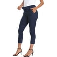 thumbnail image 2 of HDE Pull On Capri Pants For Women with Pockets Elastic Waist Cropped Pants Navy Blue - XL, 2 of 6