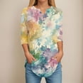 thumbnail image 2 of Womens 3/4 Length Sleeve Tops Spring Neck Casual Print Tunic T Shirts Three Quarter Length Womens Tops, 2 of 5