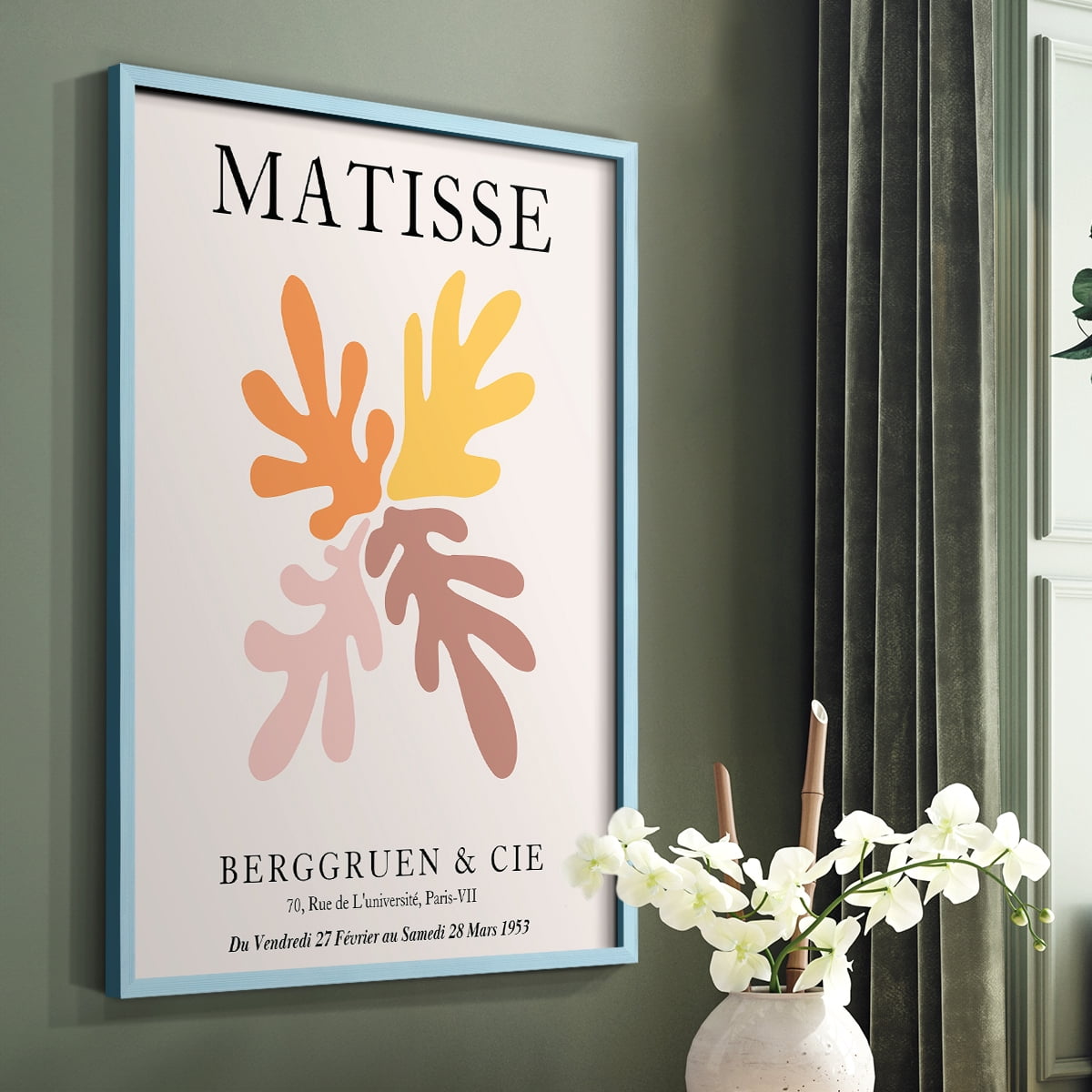 Matisse D in Blue Solid Wood Framed Print No Nail Hanging