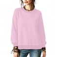 thumbnail image 2 of ClodeEU Women's Crew Neck Long Sleeve Sweatshirt,Casual Loose Fit Pullover Top Pink,Women's Plus XL, 2 of 9