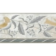 thumbnail image 1 of Dundee Deco Prepasted Wallpaper Border - Nature Grey, Blue, Beige Birds, Leaves, 15 ft x 6.89 in, 1 of 5