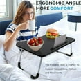 thumbnail image 4 of VINAUO Lap Desk with Drawer, 23.6" Extra Large Foldable Laptop Bed Tray Table with Cup Holder & iPad Slot, Portable Breakfast Bed Trays for Working, Eating, Writing on Bed Couch, Black, 4 of 10
