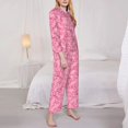 thumbnail image 3 of Vsdgher pink bow Pajamas Set Long Sleeve Sleepwear Womens Button Down Nightwear Pj Sets-Small, 3 of 7